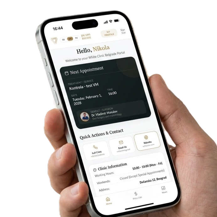 White Clinic Belgrade mobile app