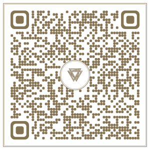 Decorative QR code pattern with a central diamond logo, designed to be scanned by a smartphone.